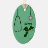 Medical Scrubs Light Green Holly Oval Ornament (Rechts)