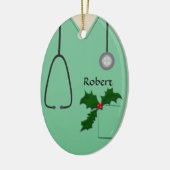 Medical Scrubs Light Green Holly Oval Ornament (Links)