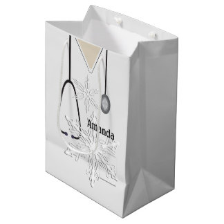 Medical Scrubs White Snowflake MGB Mittlere Geschenktüte
