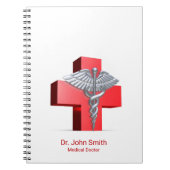 Medical Silver 3D Caduceus Cross Rot Notizblock (Vorderseite)