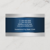 Medical Silver Border Elegant Navy Blue Metallic Visitenkarte (Rückseite)