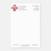 Medical Silver Caduceus 3D Cross Red Post-it Klebezettel (Vorderseite)