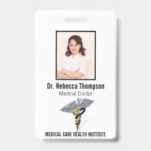 Medical Silver Caduceus Black Gold Foto ID