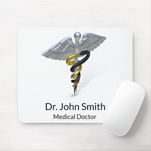 Medical Silver Caduceus Black Gold - Mousepad (Mit Mouse)