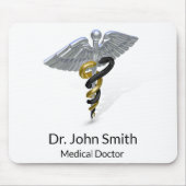 Medical Silver Caduceus Black Gold - Mousepad (Vorne)