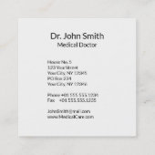 Medical Silver Caduceus Black Square Business Card Quadratische Visitenkarte (Rückseite)