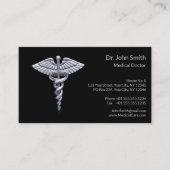 Medical Silver Classy Caduceus on Black Terminkarte (Vorderseite)