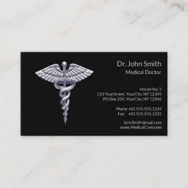 Medical Silver Classy Caduceus on Black Terminkarte