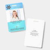 Medical Stethoscope Blue Green Gradient NURSE Ausweis (Vorder- & Rückseite)