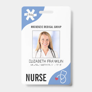 Medical Stethoscope Editable Blue NURSE Ausweis