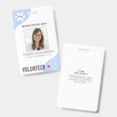 Medical Stethoscope Editable Blue VOLUNTEER Ausweis (Vorder- & Rückseite)