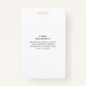 Medical Stethoscope Editable Blue VOLUNTEER Ausweis (Rückseite)