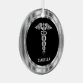 Medical Symbol 👨 ⚕️ - Black and Silver Ornament Aus Metall (Vorderseite Rechts)