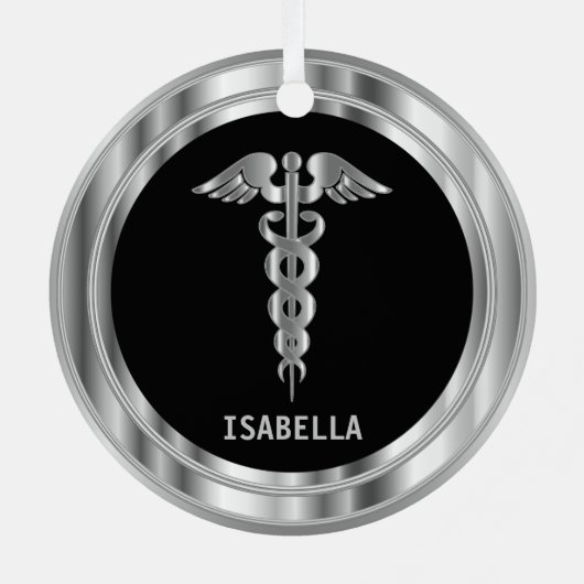 Medical Symbol 👨 ⚕️ - Black and Silver Ornament Aus Metall (Rückseite)