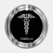 Medical Symbol 👨 ⚕️ - Black and Silver Ornament Aus Metall (Vorderseite)