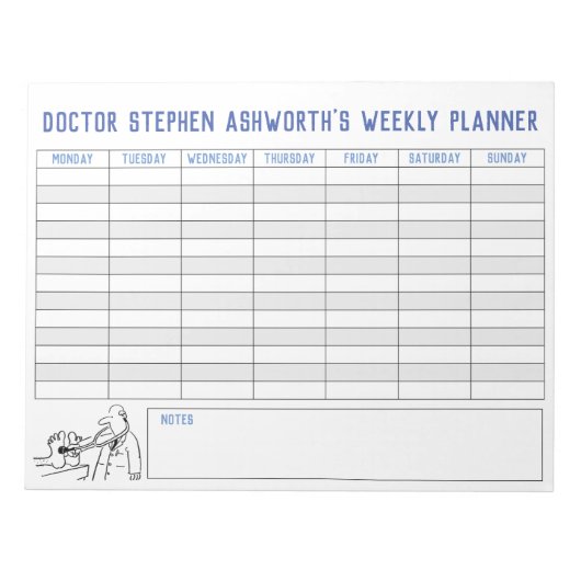 Medical Weekly Planer. Personalisierter Titel. Notizblock (Vorderseite)