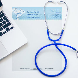 Medical White 3D Caduceus Blue Design Briefbogen