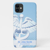 Medical White 3D Caduceus Blue Design Case-Mate iPhone Hülle (Rückseite)