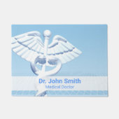 Medical White 3D Caduceus Blue Design Fußmatte (Vorderseite)