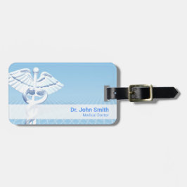 Medical White 3D Caduceus Blue Design Gepäckanhänger