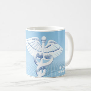 Medical White 3D Caduceus Blue Design Kaffeetasse