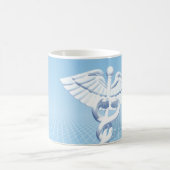 Medical White 3D Caduceus Blue Design Kaffeetasse (Mittel)