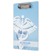 Medical White 3D Caduceus Blue Design Klemmbrett (Links)