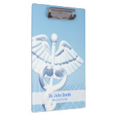 Medical White 3D Caduceus Blue Design Klemmbrett (Rechts)