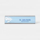 Medical White 3D Caduceus Blue Design Schreibtischnamensplakette (Vorderseite )