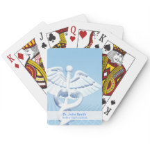 Medical White 3D Caduceus Blue Design