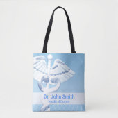 Medical White 3D Caduceus Blue Design Tasche (Vorderseite)
