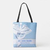 Medical White 3D Caduceus Blue Design Tasche (Rückseite)