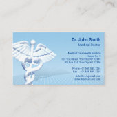 Medical White 3D Caduceus Blue Design Terminkarte (Vorderseite)