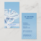 Medical White 3D Caduceus Blue Design Visitenkarte (Vorne/Hinten)