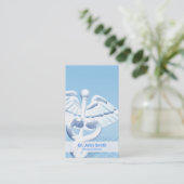 Medical White 3D Caduceus Blue Design Visitenkarte (Stehend Vorderseite)