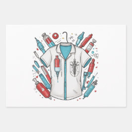 Medical Wrapping Paper - Syringe & Vial Art Geschenkpapier Set