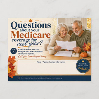 Medicare-Agenten-Herbst-Kunden-Erinnerungspostkart Feiertagspostkarte