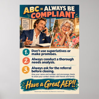 Medicare-Verkaufsflächenplakat ABC Immer konform Poster