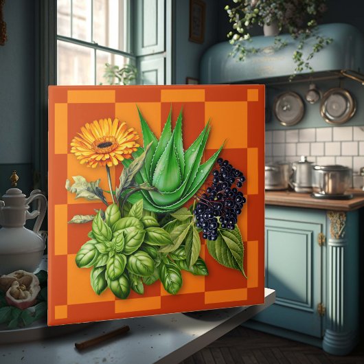 Medicinal Herbs Kitchen Accent Tile Fliese