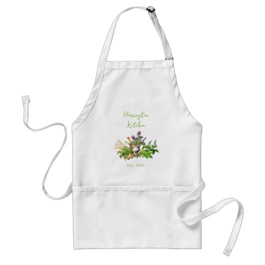 Medicinal Herbs Year Established Kitchen Apron Schürze (Vorne)