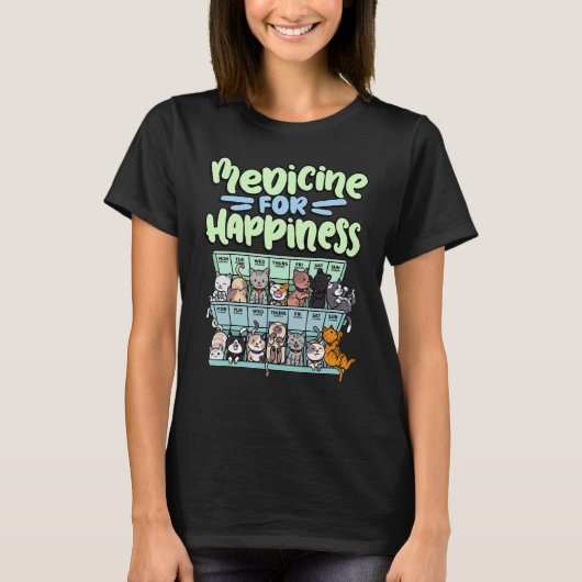 medicine for happiness pill box animals cat breeds T-Shirt (Vorderseite)