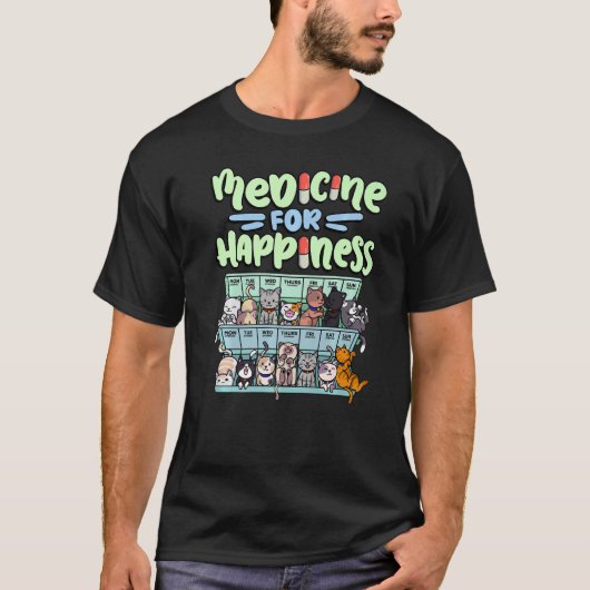 medicine for happiness pill box animals cat breeds T-Shirt (Vorderseite)