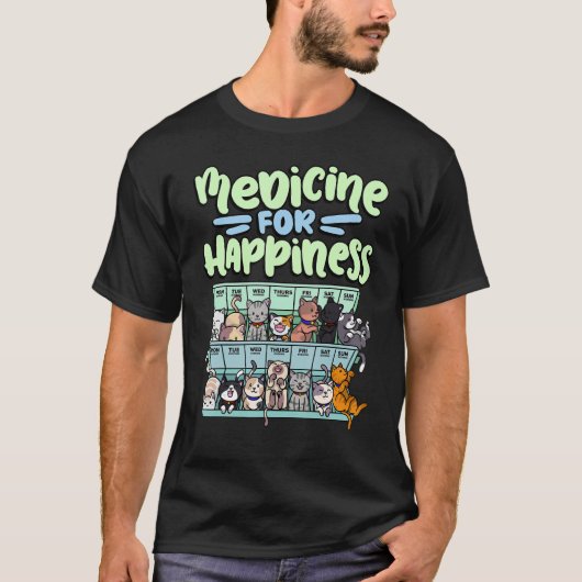 medicine for happiness pill box animals cat breeds T-Shirt (Vorderseite)