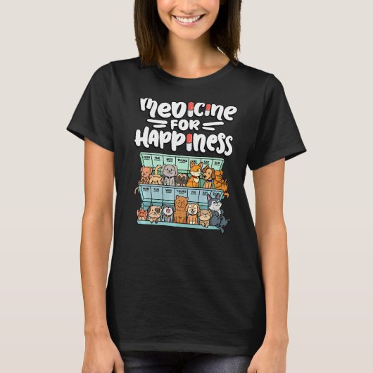 medicine for happiness pill box animals dog breeds T-Shirt (Vorderseite)
