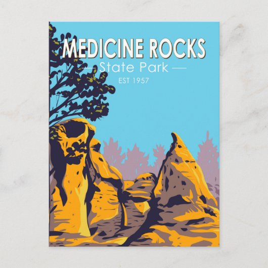 Medicine Rocks Staat Park Montana Vintag Postkarte (Vorderseite)