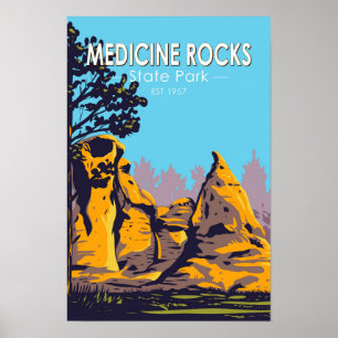 Medicine Rocks State Park Montana Vintage Poster