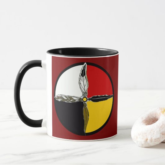 Medicine Wheel Cross Native American Coffee Mug Tasse (Mit Donut)