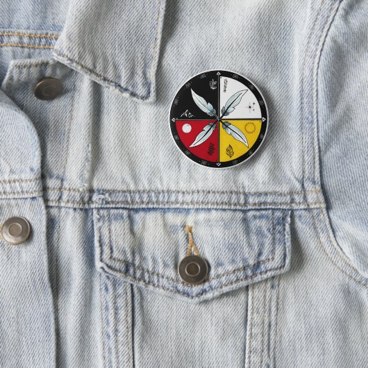 Medicine Wheel Mandala Round Indigenous Button (Beispiel)