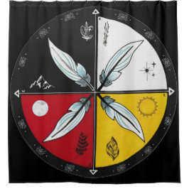 Medicine Wheel Mandala Round Indigenous Duschvorhang