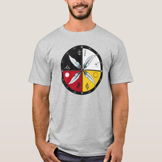Medicine Wheel Mandala Round Indigenous T-Shirt (Vorderseite)